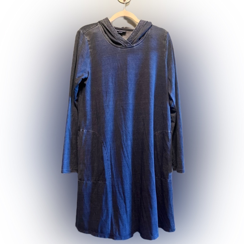 J.Jill Indigo PureJill Hooded Blue Tunic Top Dress Pockets XS